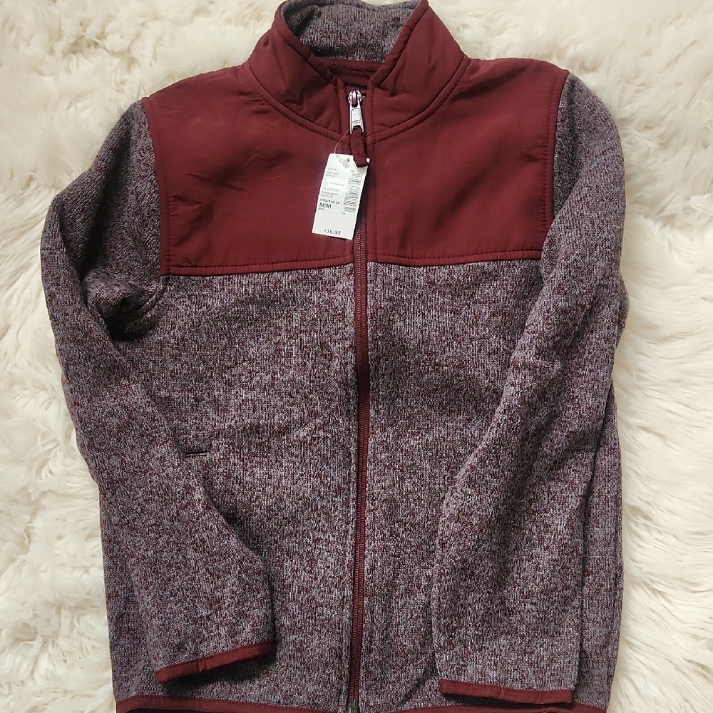 The Childrens Place Burgundy and Gray Zip-Up Jacket